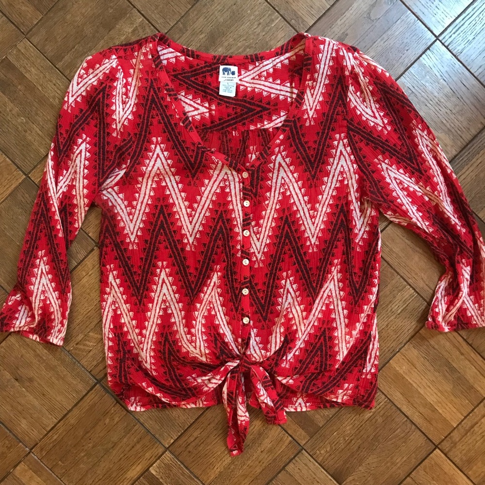 Lucky Brand front tie button up blouse